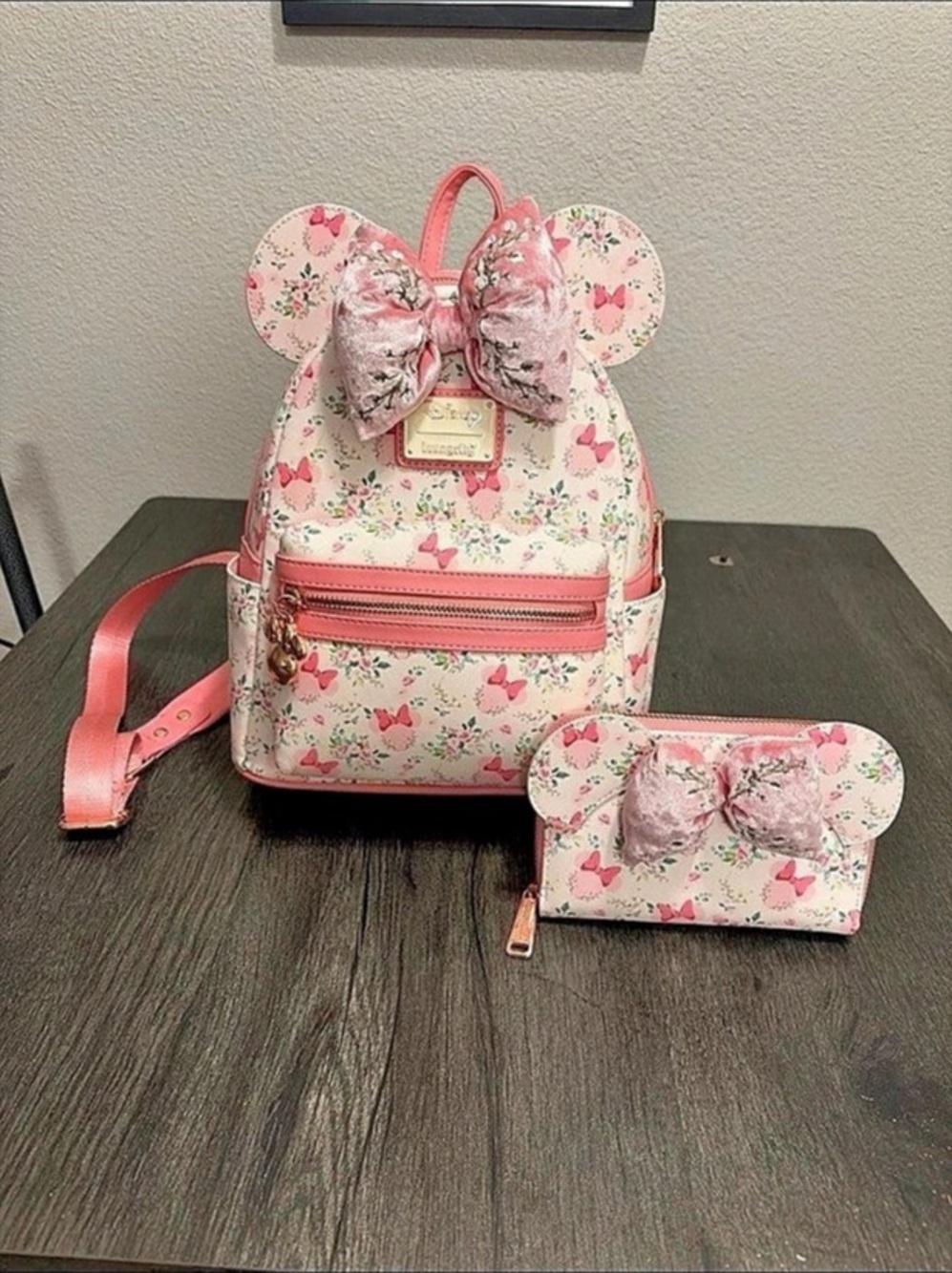 Loungefly Minnie Mouse Floral All-Over Print Mini Backpack Mini Backpack Pink &